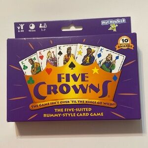 FIVE CROWNS by Play Monster, THE FIVE-SUITED
RUMMY-STYLE CARD GAME, AGES 8 to 99